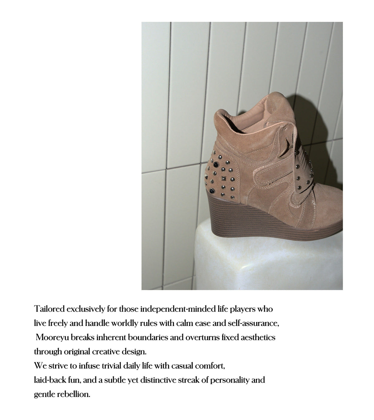 Rust Stud Wedge Boots