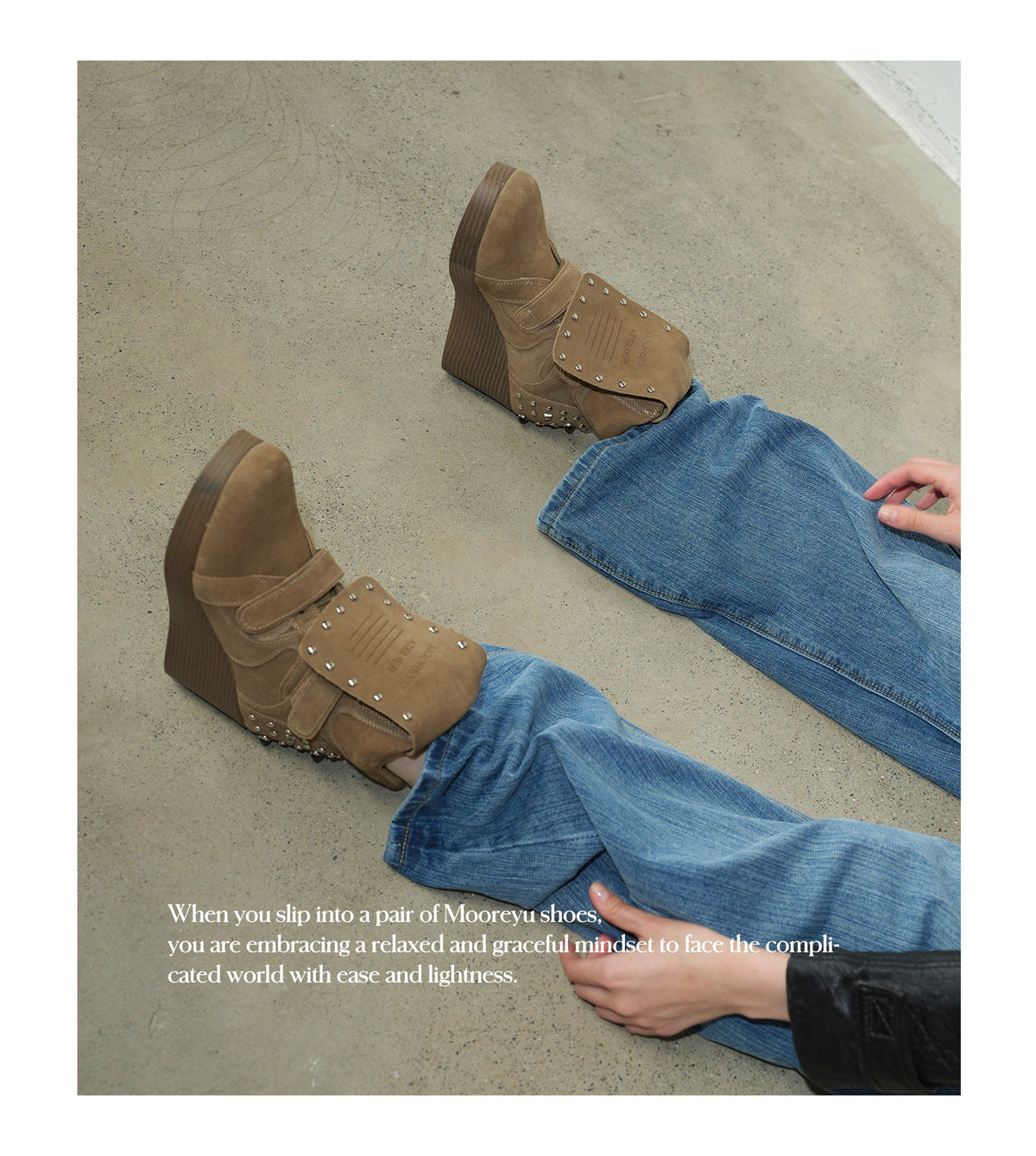 Rust Stud Wedge Boots