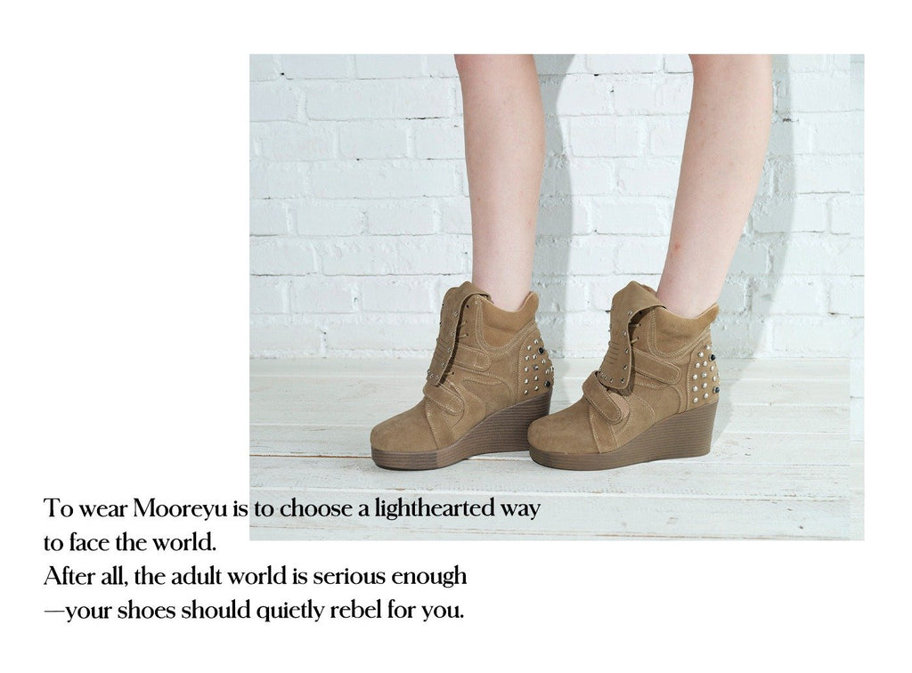 Rust Stud Wedge Boots
