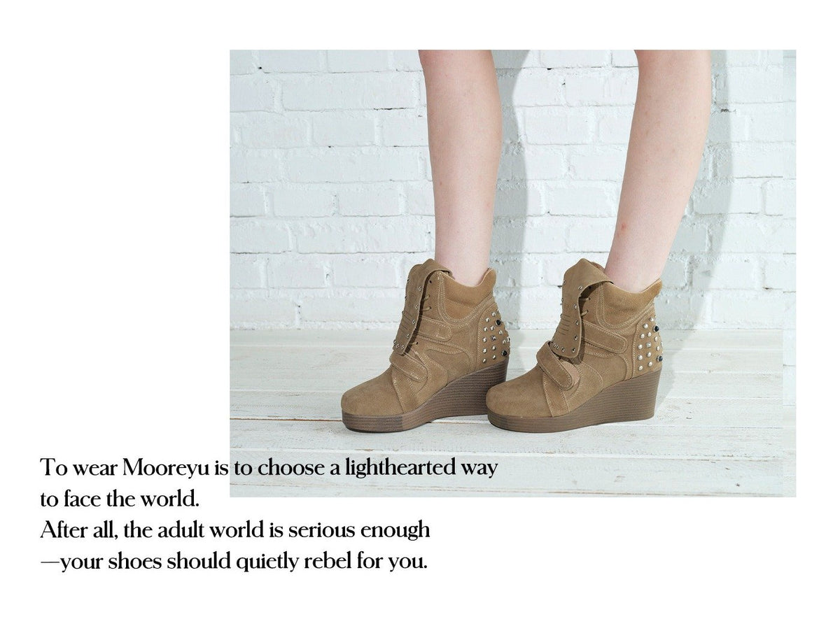 Rust Stud Wedge Boots