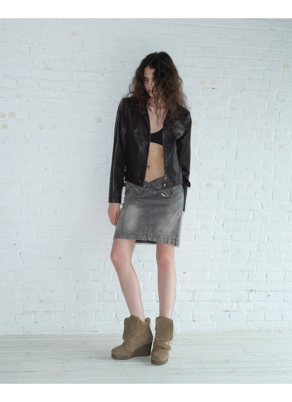 Rust Stud Wedge Boots