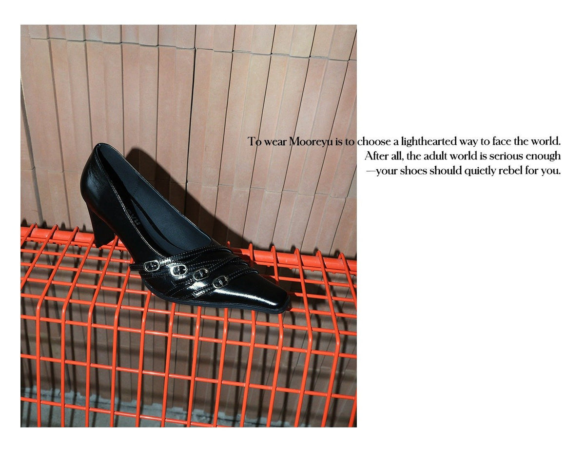 Buckled Waxed Leather Heels