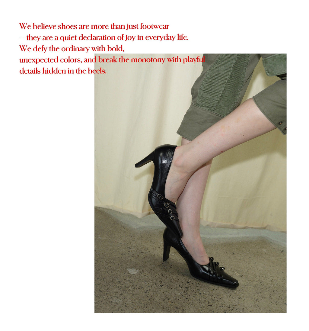 Buckled Waxed Leather Heels