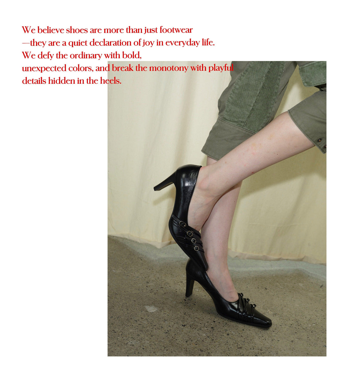 Buckled Waxed Leather Heels