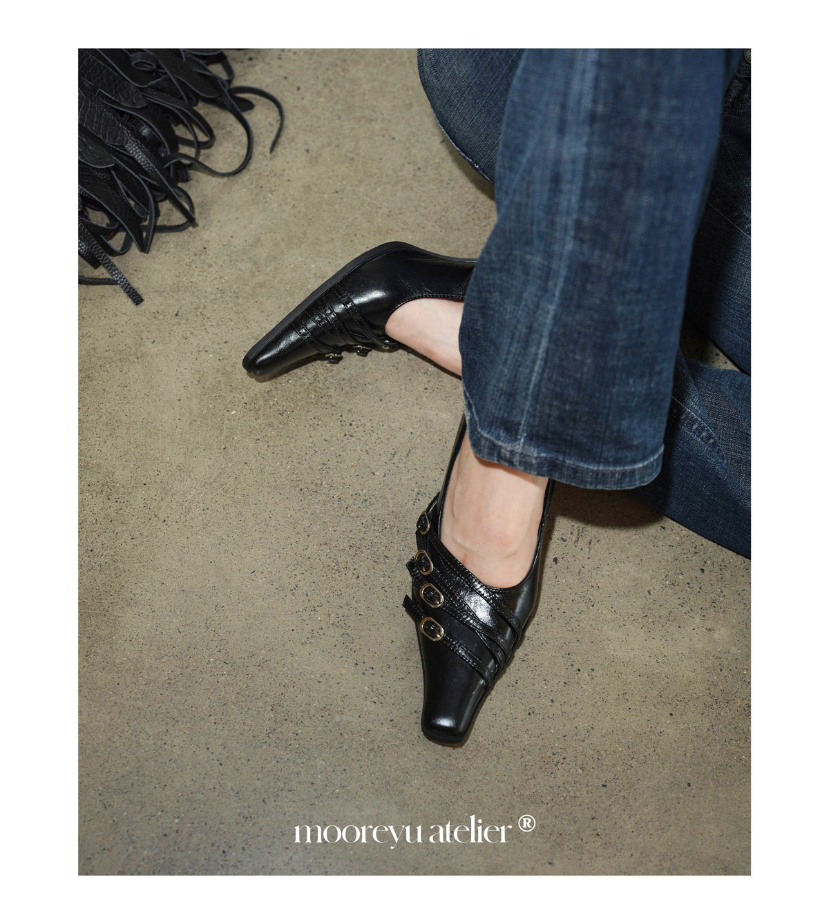 Buckled Waxed Leather Heels