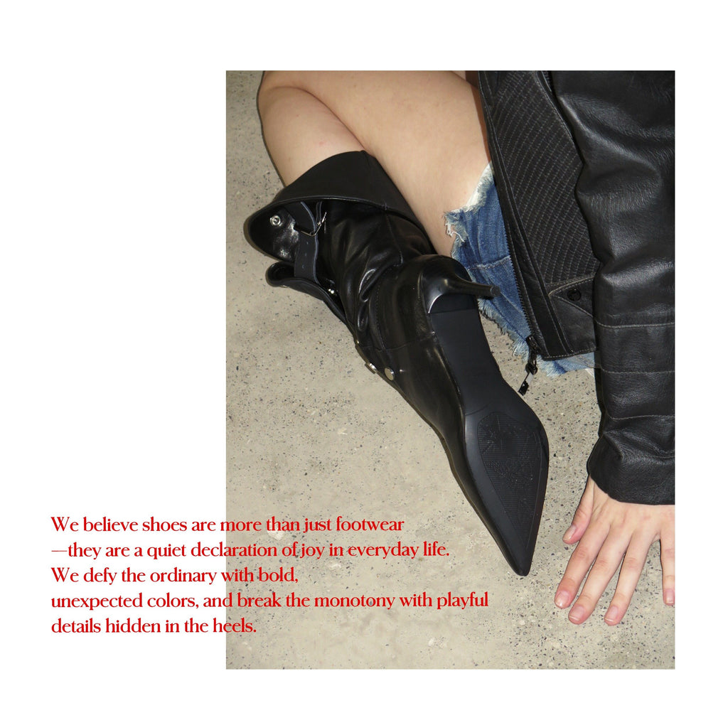 Sharp Pointed Buckle High Boots