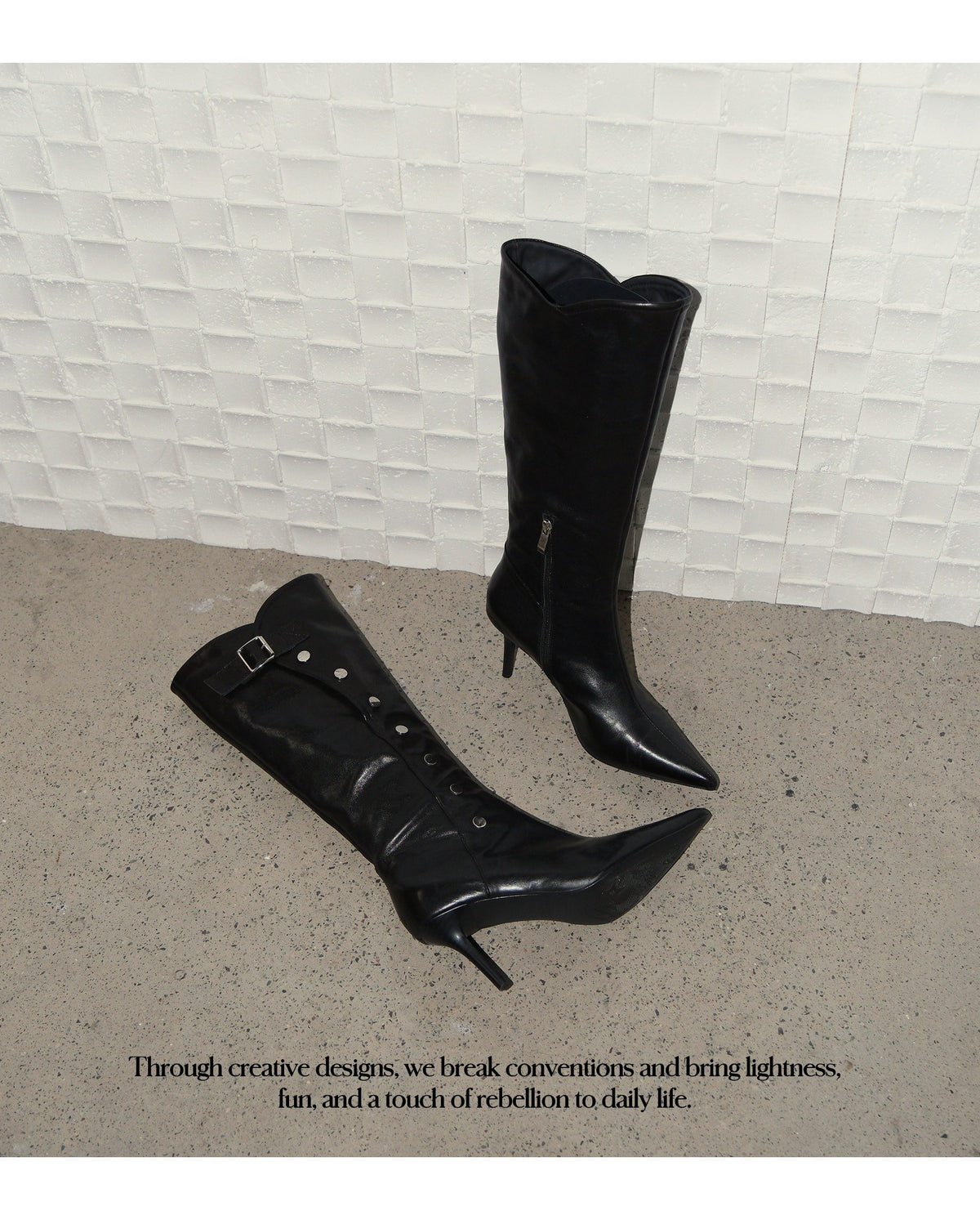 Sharp Pointed Buckle High Boots