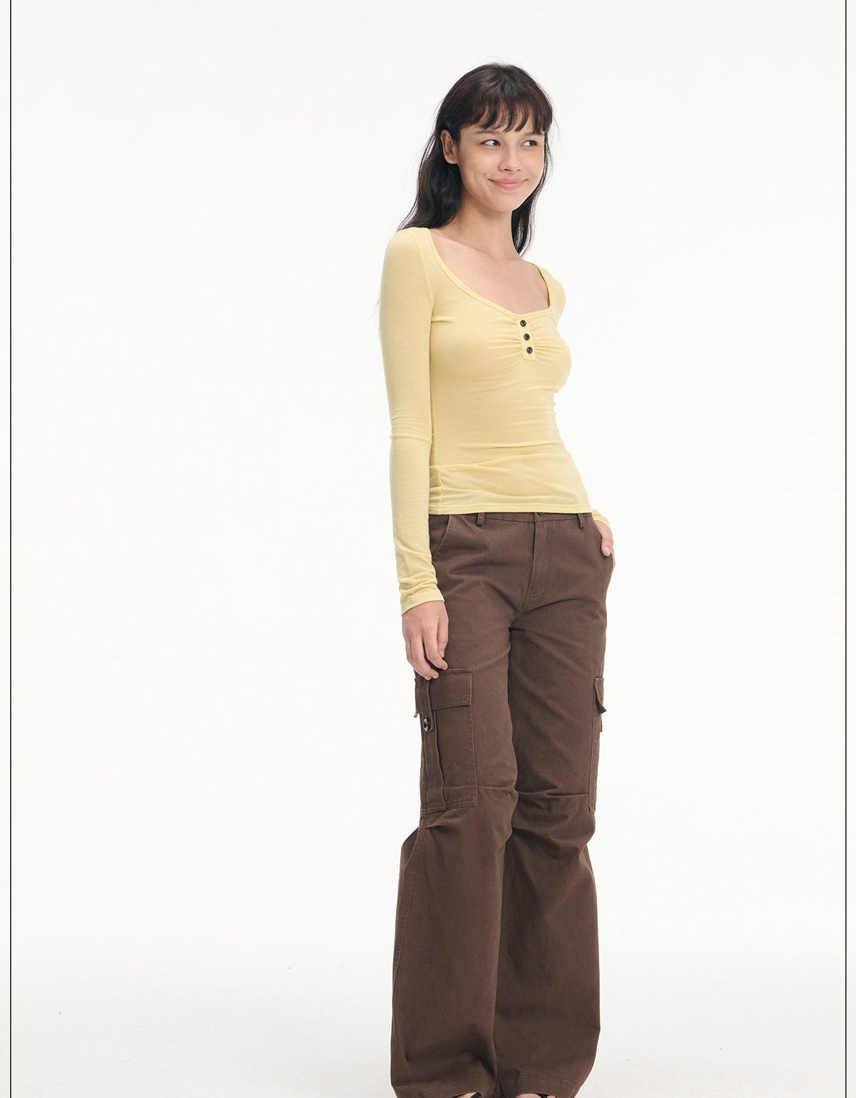 Soft Henley Scoop Neck Top