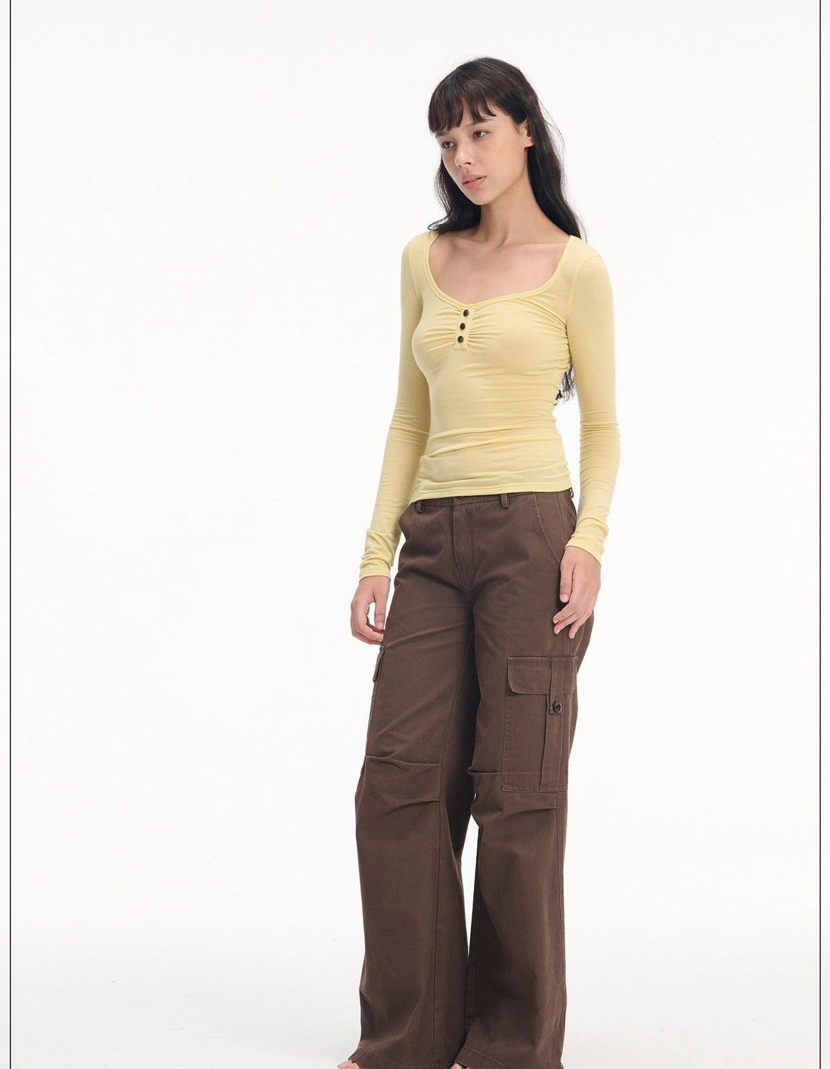 Soft Henley Scoop Neck Top