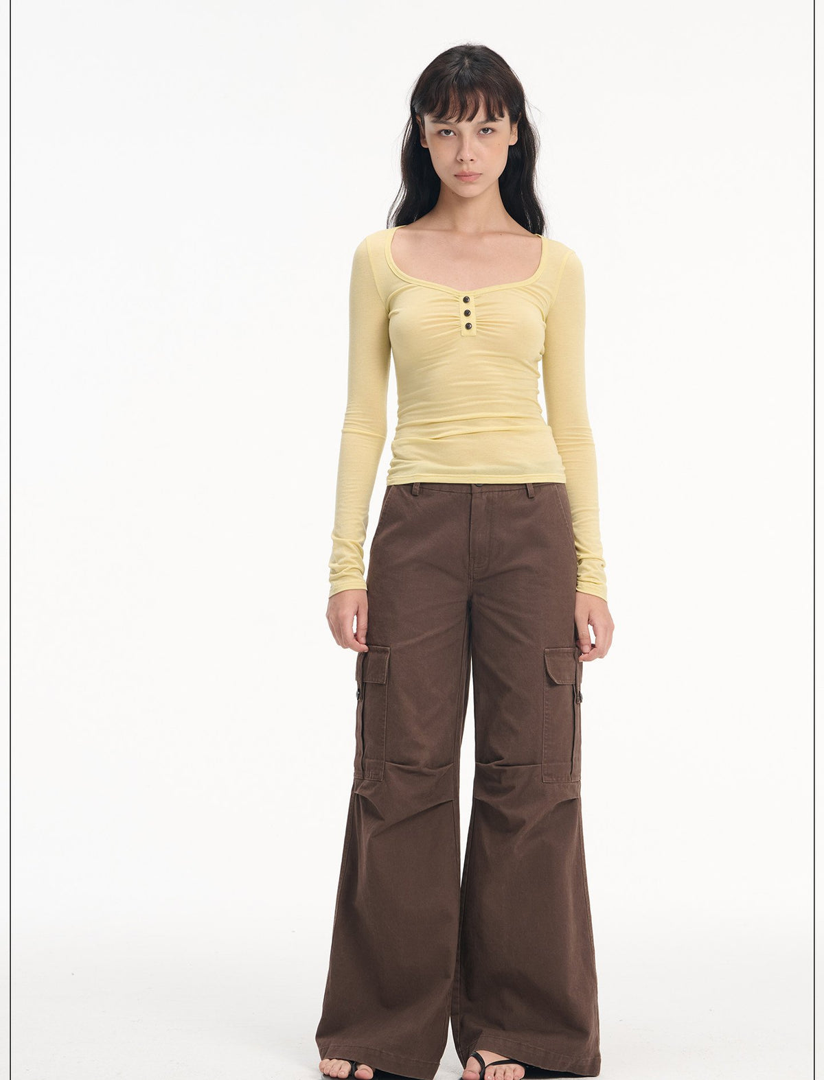 Soft Henley Scoop Neck Top
