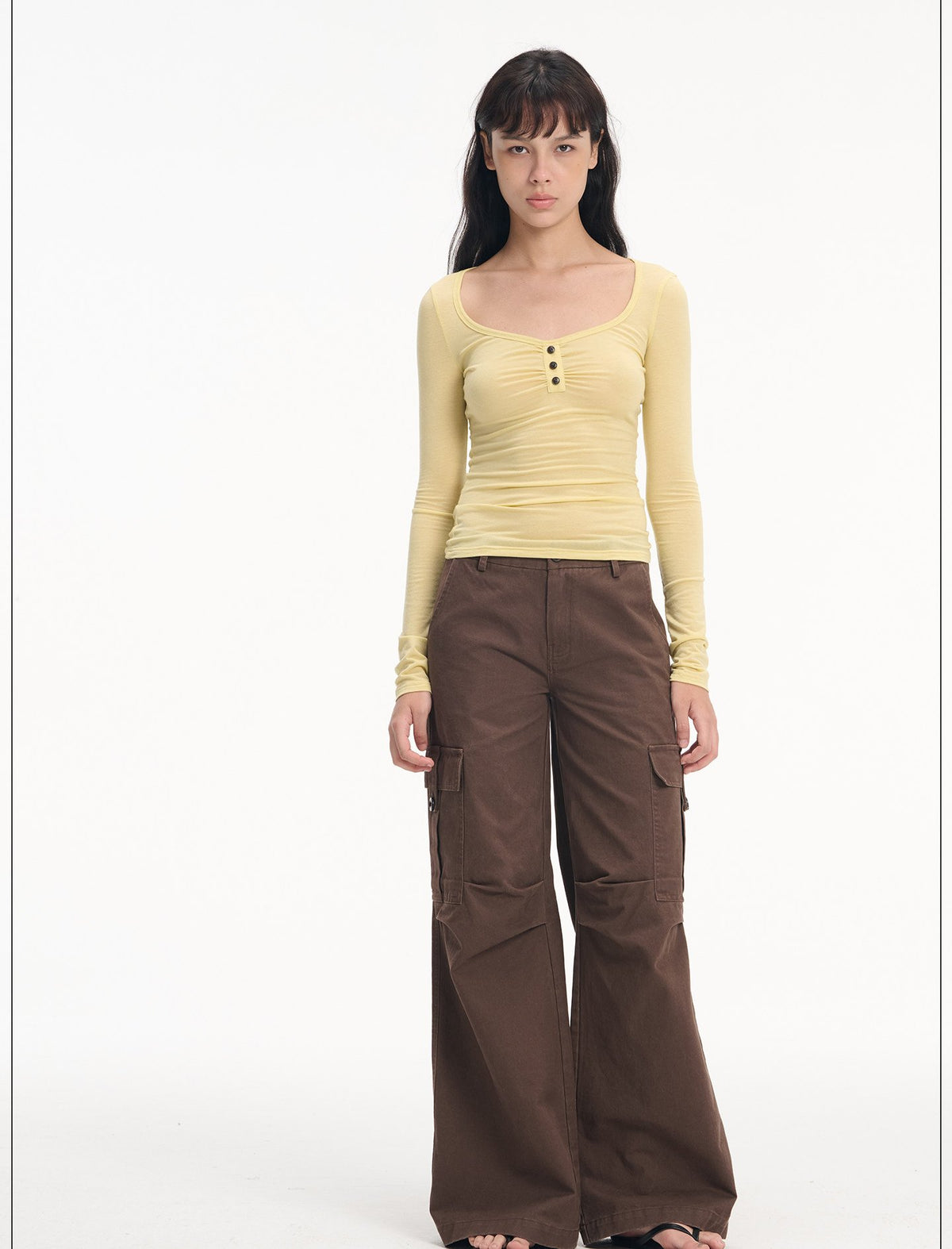 Soft Henley Scoop Neck Top