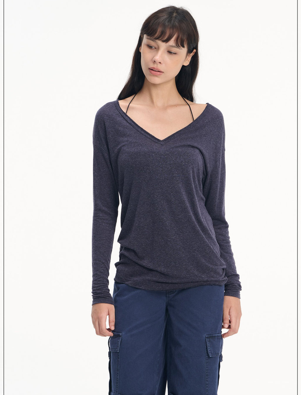 Washed Linen V Neck Top (2color)