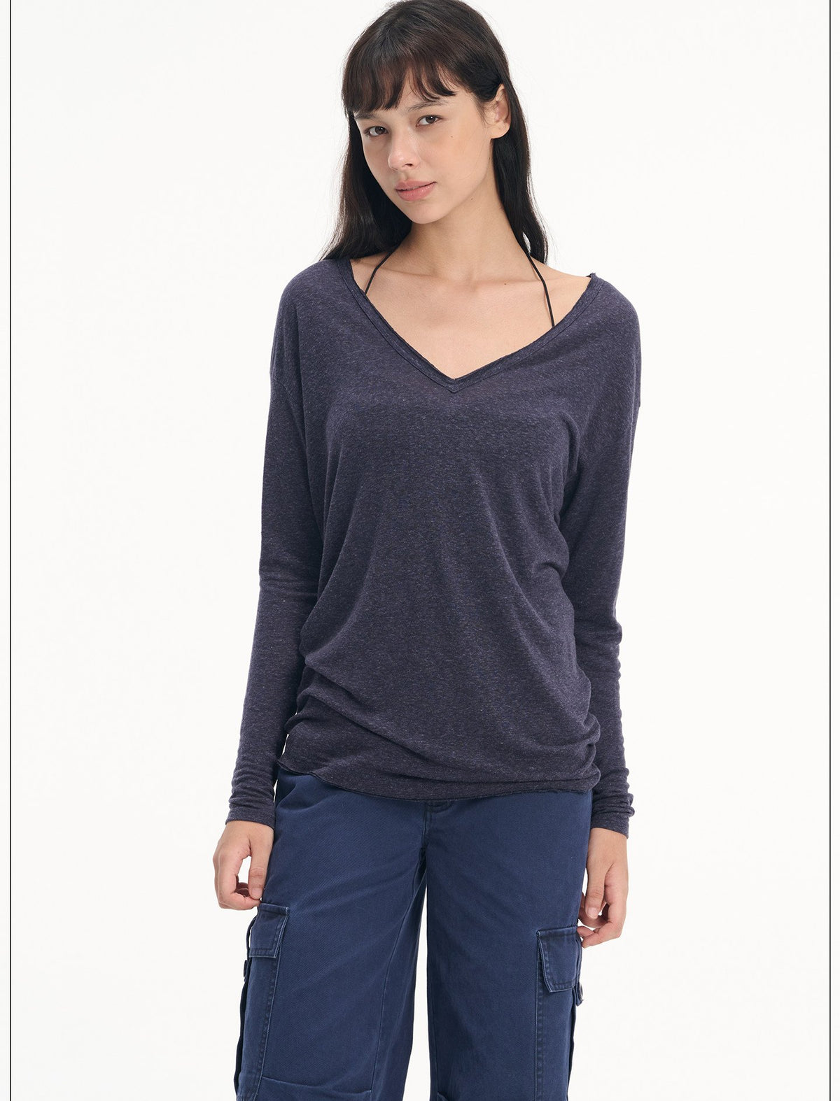 Washed Linen V Neck Top (2color)