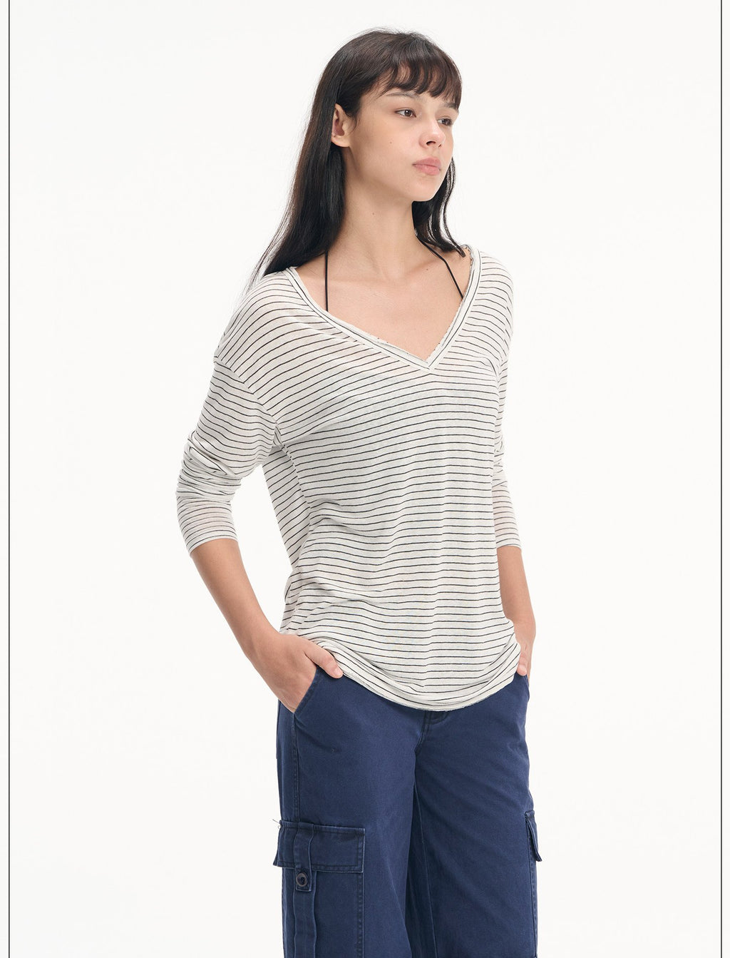 Washed Linen V Neck Top (2color)