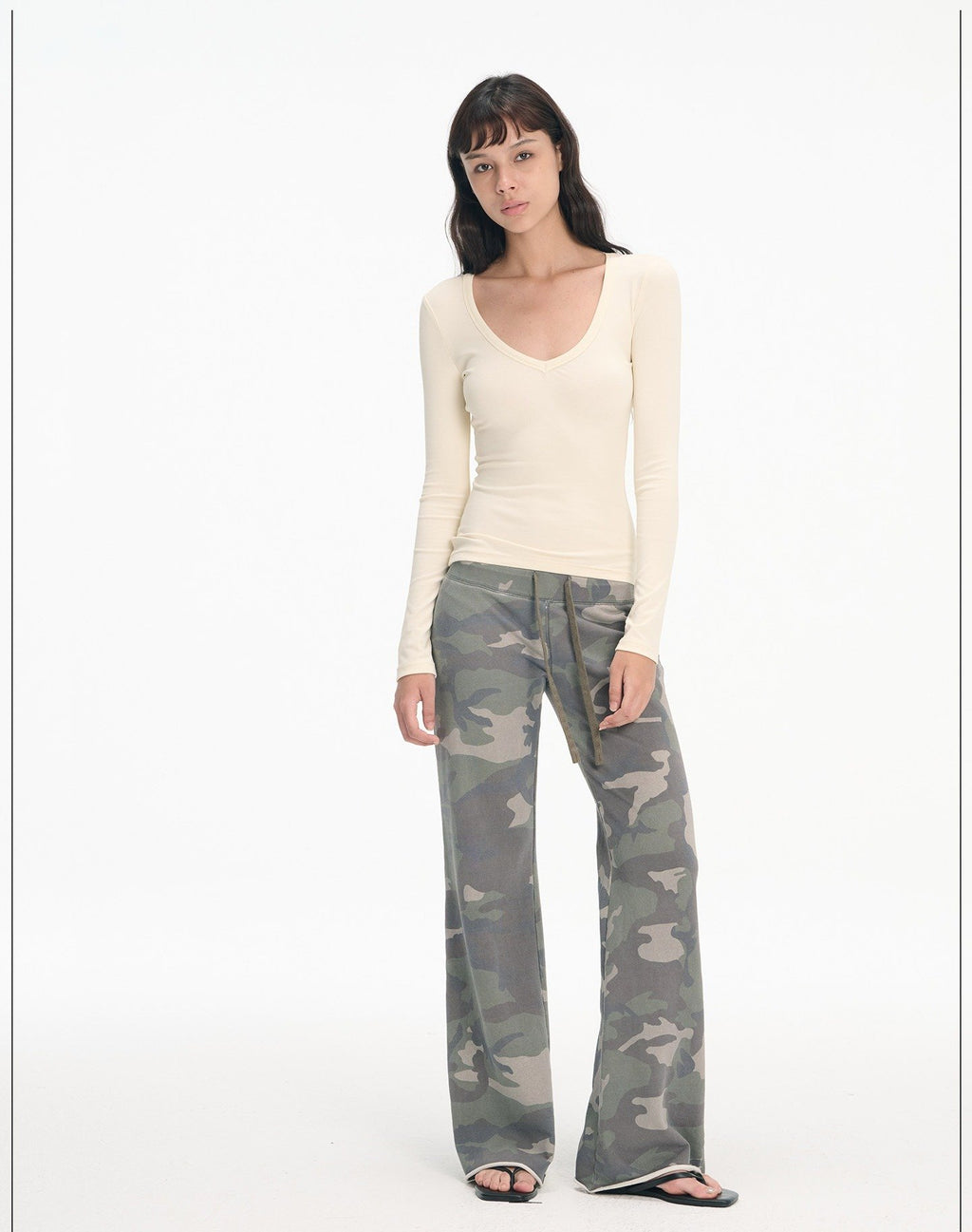 Camouflage Drawstring Flare Pants