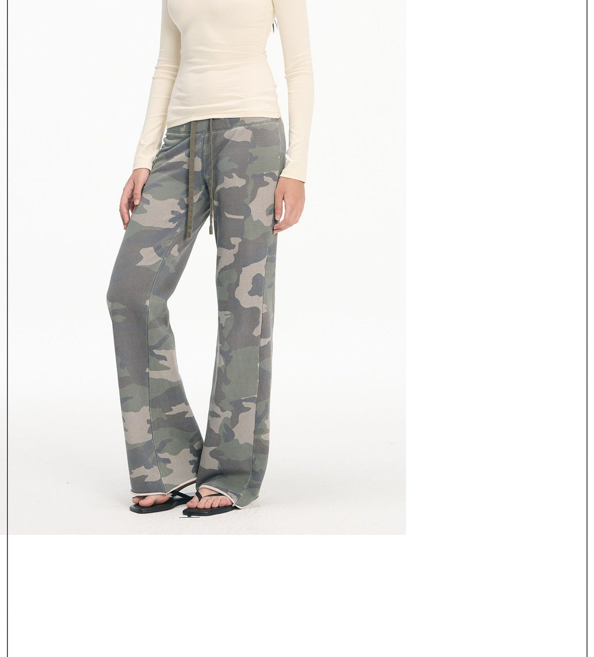 Camouflage Drawstring Flare Pants