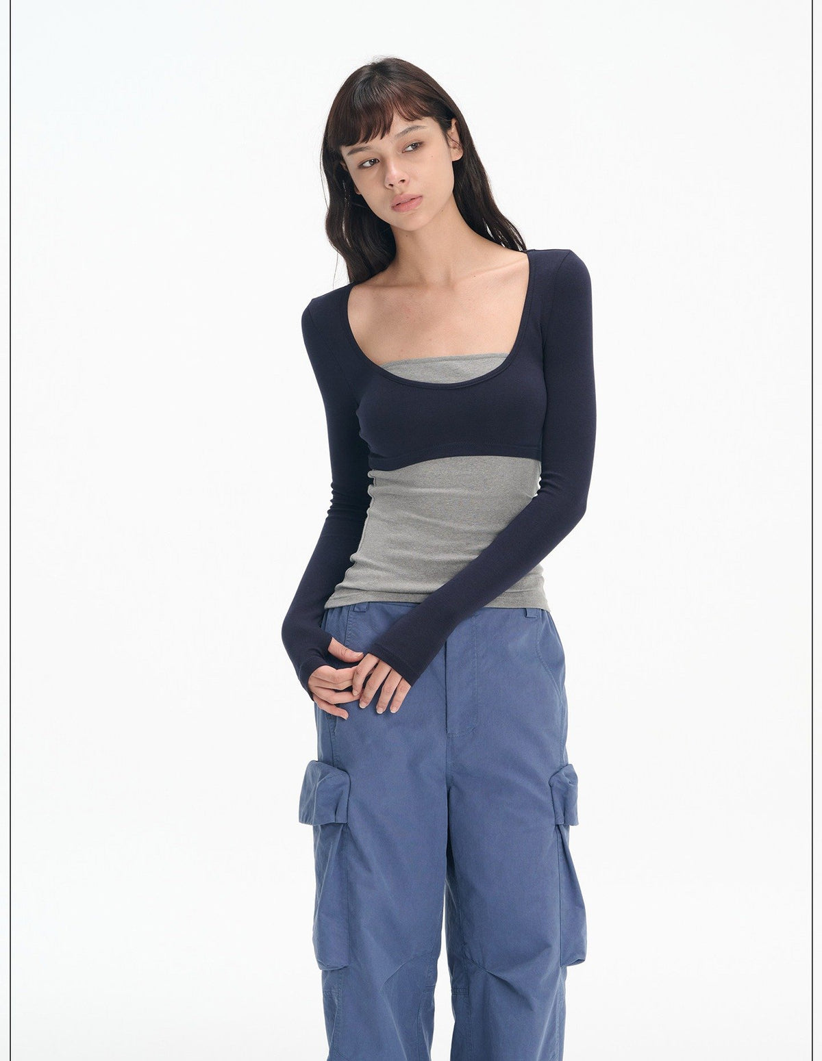 Layered Frame U Neck Top (2color)