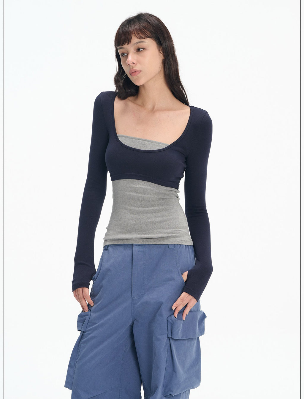 Layered Frame U Neck Top (2color)