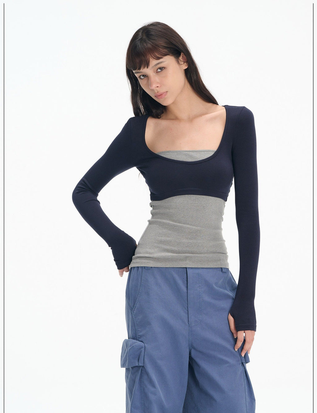 Layered Frame U Neck Top (2color)