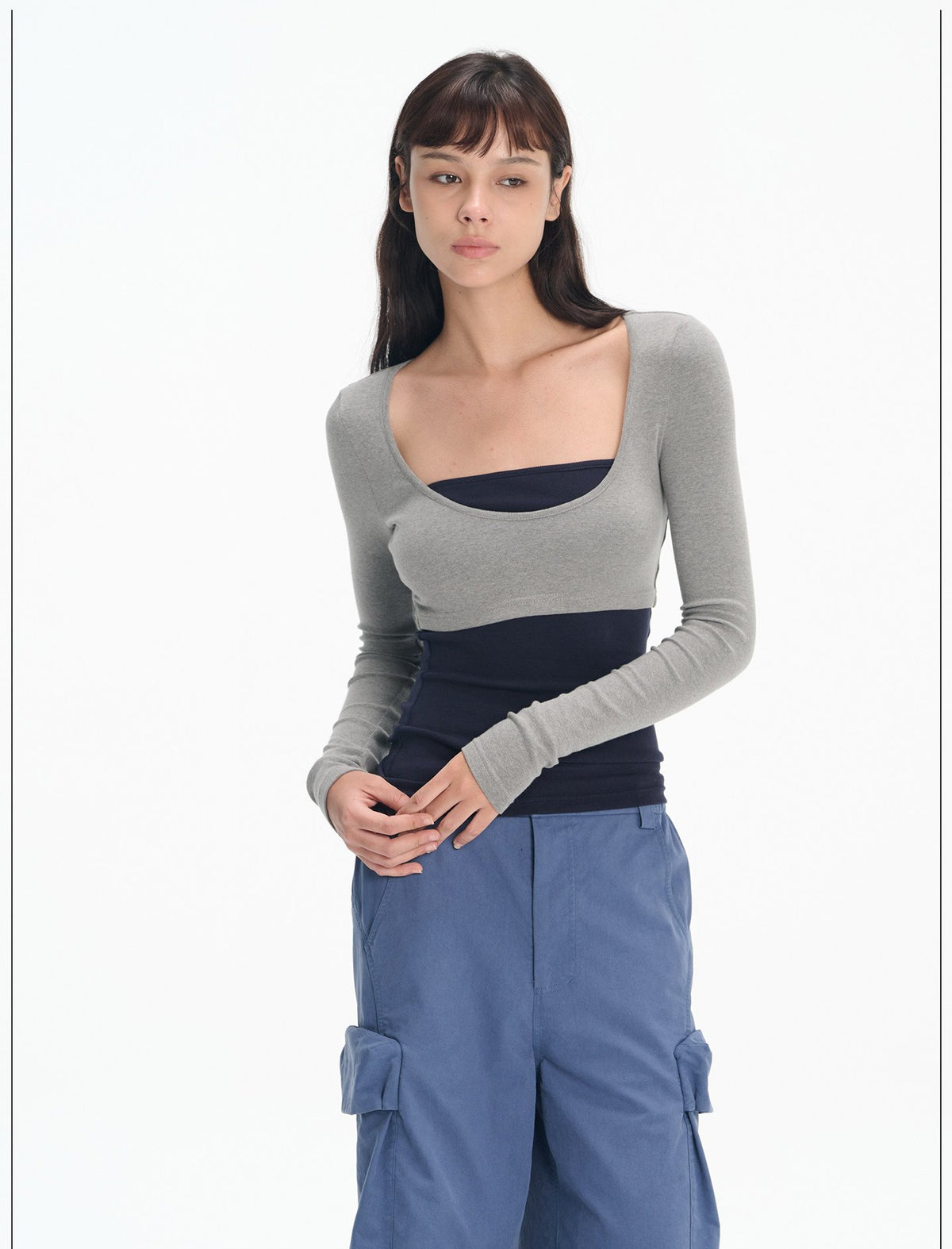 Layered Frame U Neck Top (2color)