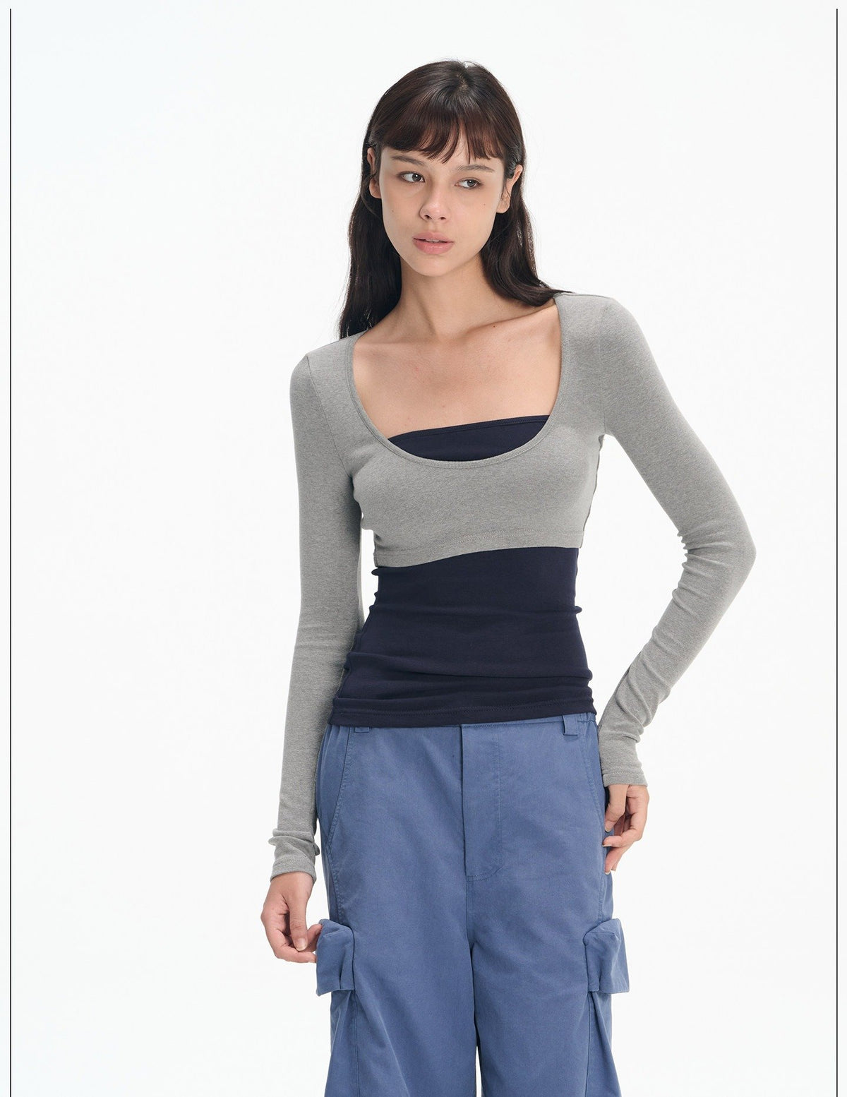 Layered Frame U Neck Top (2color)