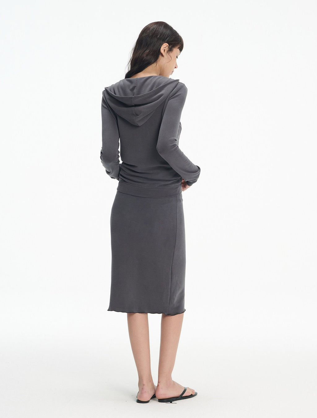 Softline Hooded Zip-Up & Midi Skirt (2color)