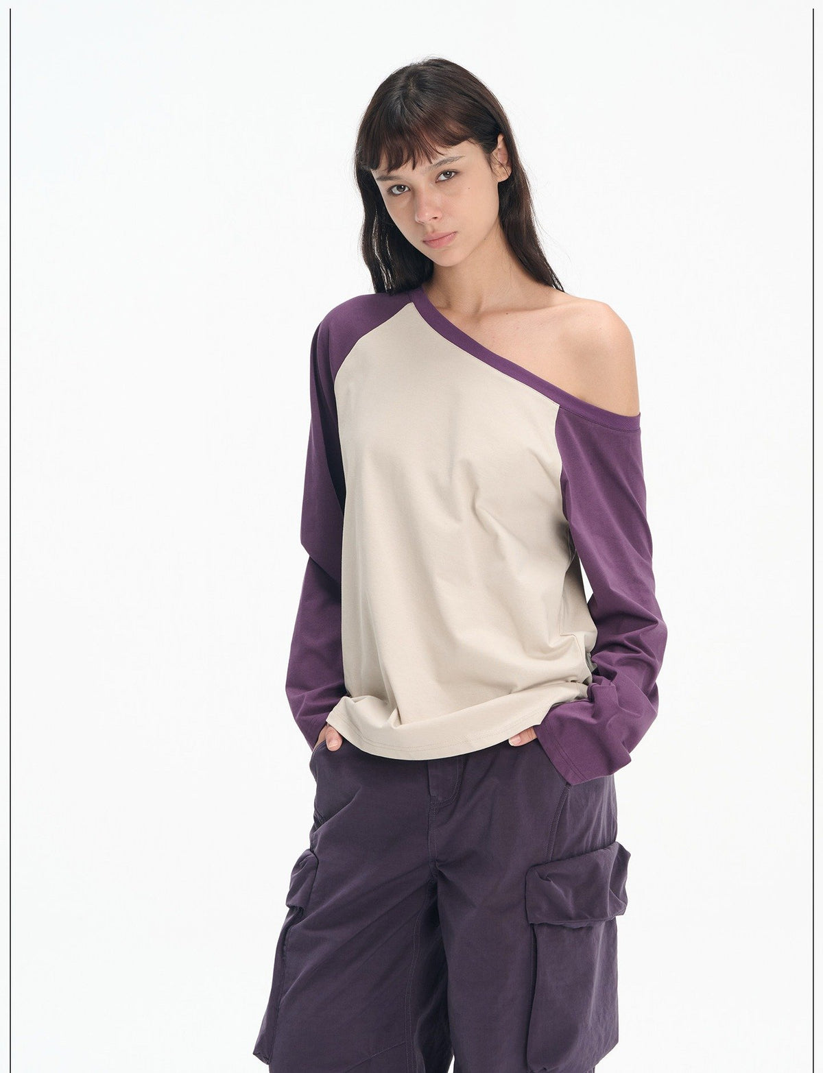 Asymmetric Raglan Top (2color)