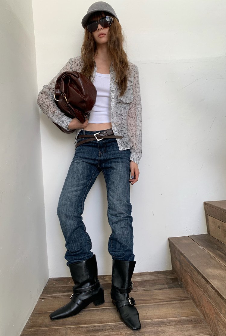 Indigo Texture Denim Pants