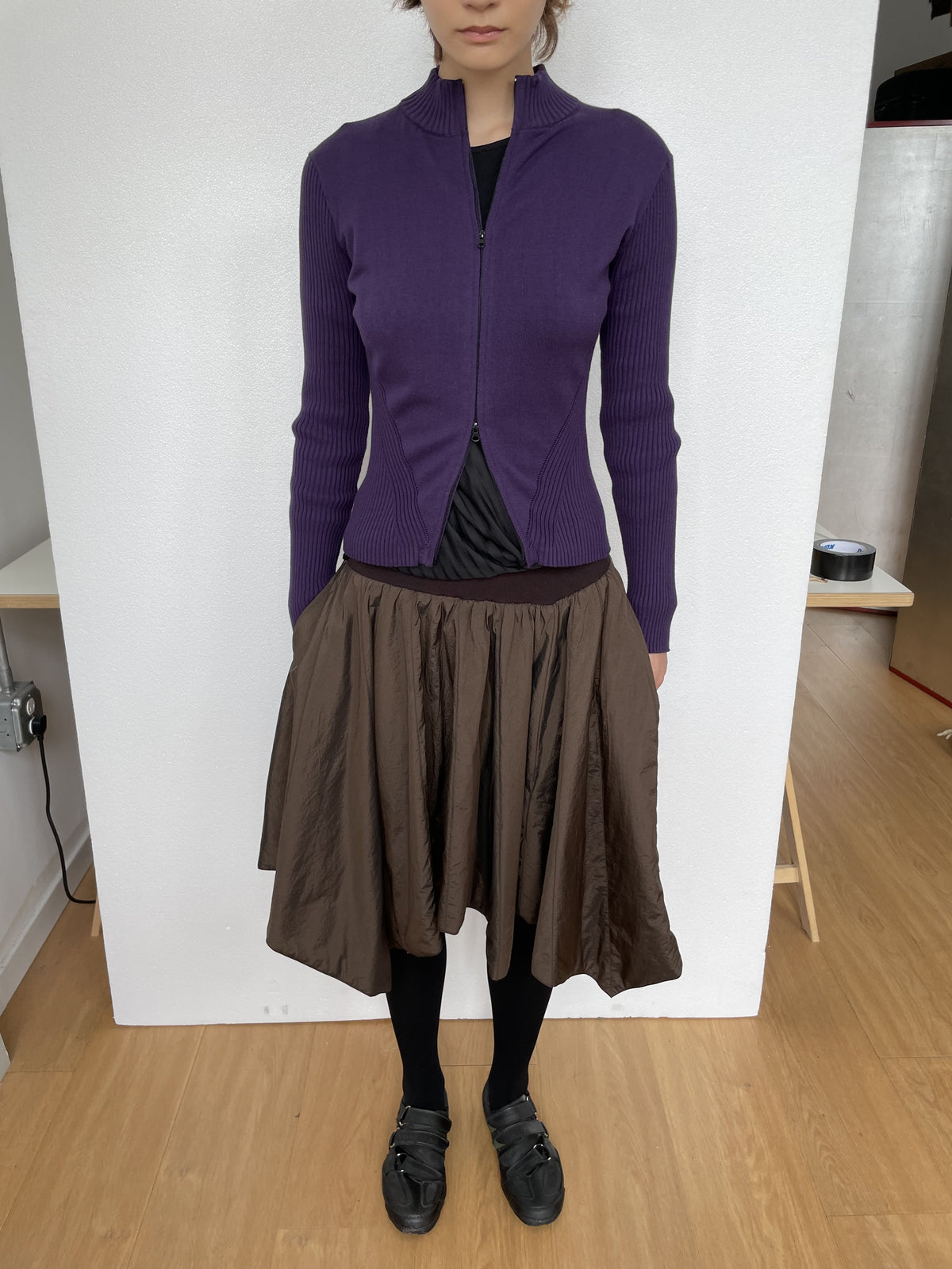 Violet Contour Zip-Up Cardigan