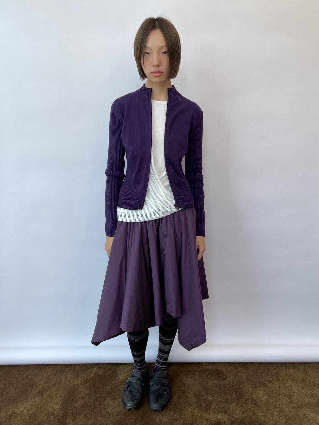 Violet Contour Zip-Up Cardigan