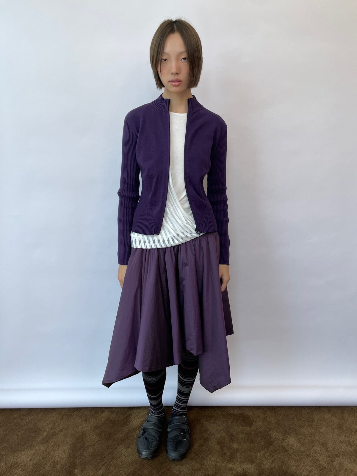 Violet Contour Zip-Up Cardigan