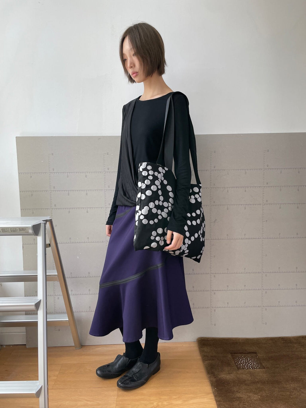 Pleated Dot Layer Tote Bag