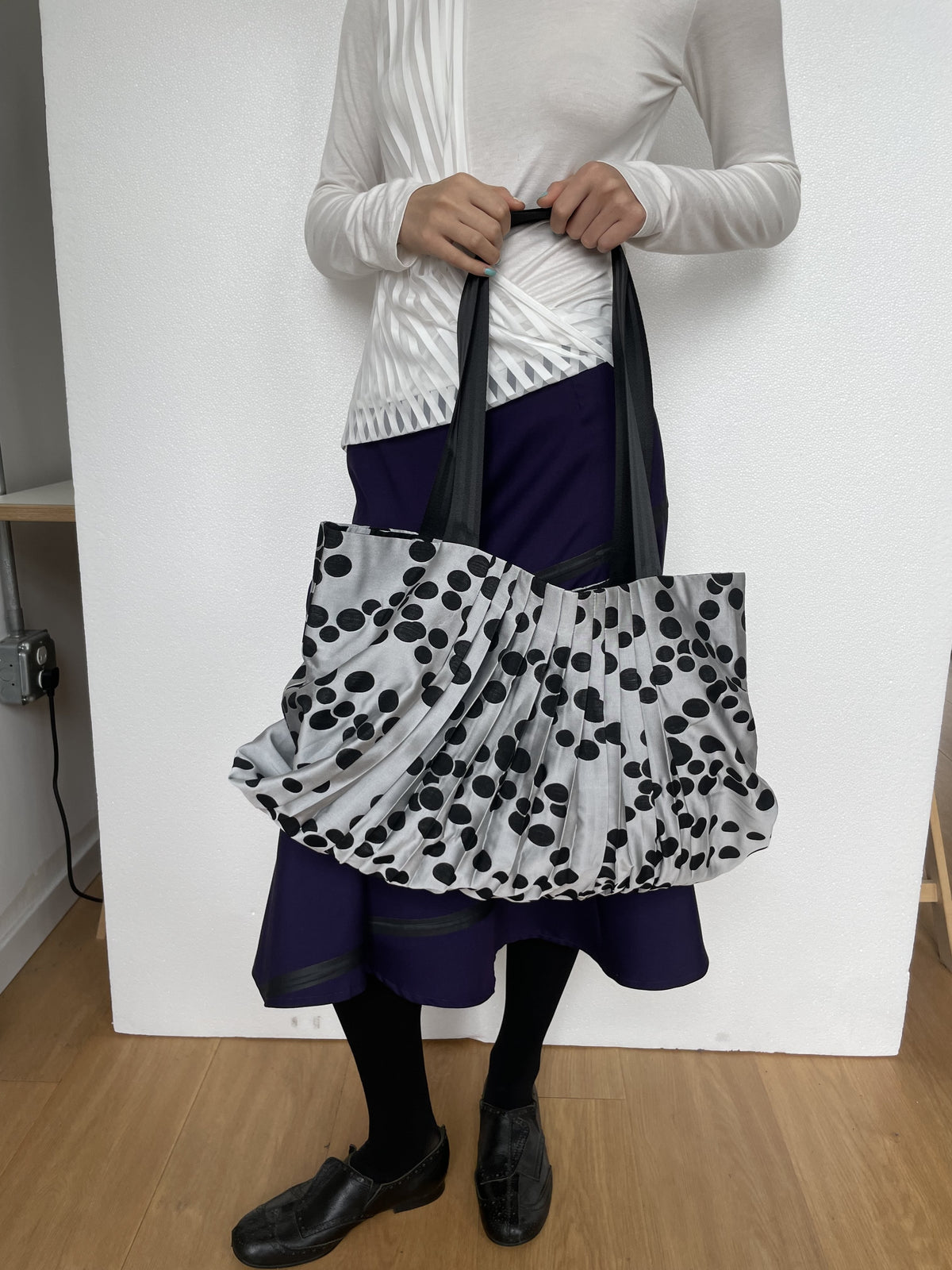Pleated Dot Layer Tote Bag