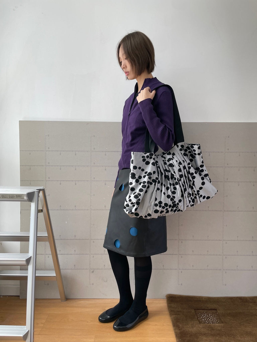 Pleated Dot Layer Tote Bag