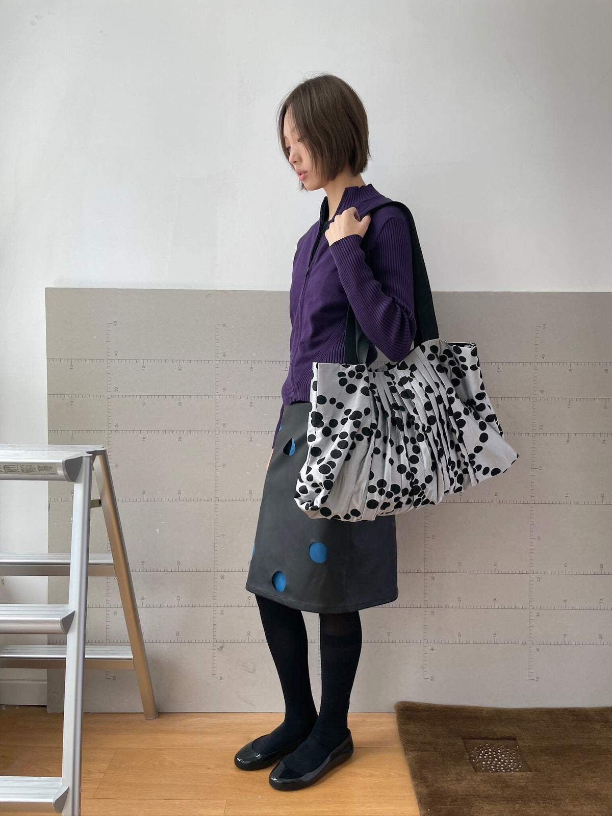 Pleated Dot Layer Tote Bag