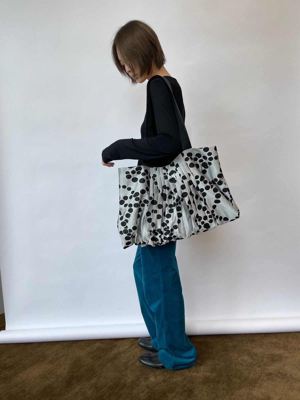 Pleated Dot Layer Tote Bag