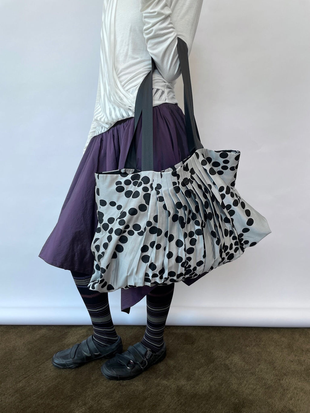 Pleated Dot Layer Tote Bag