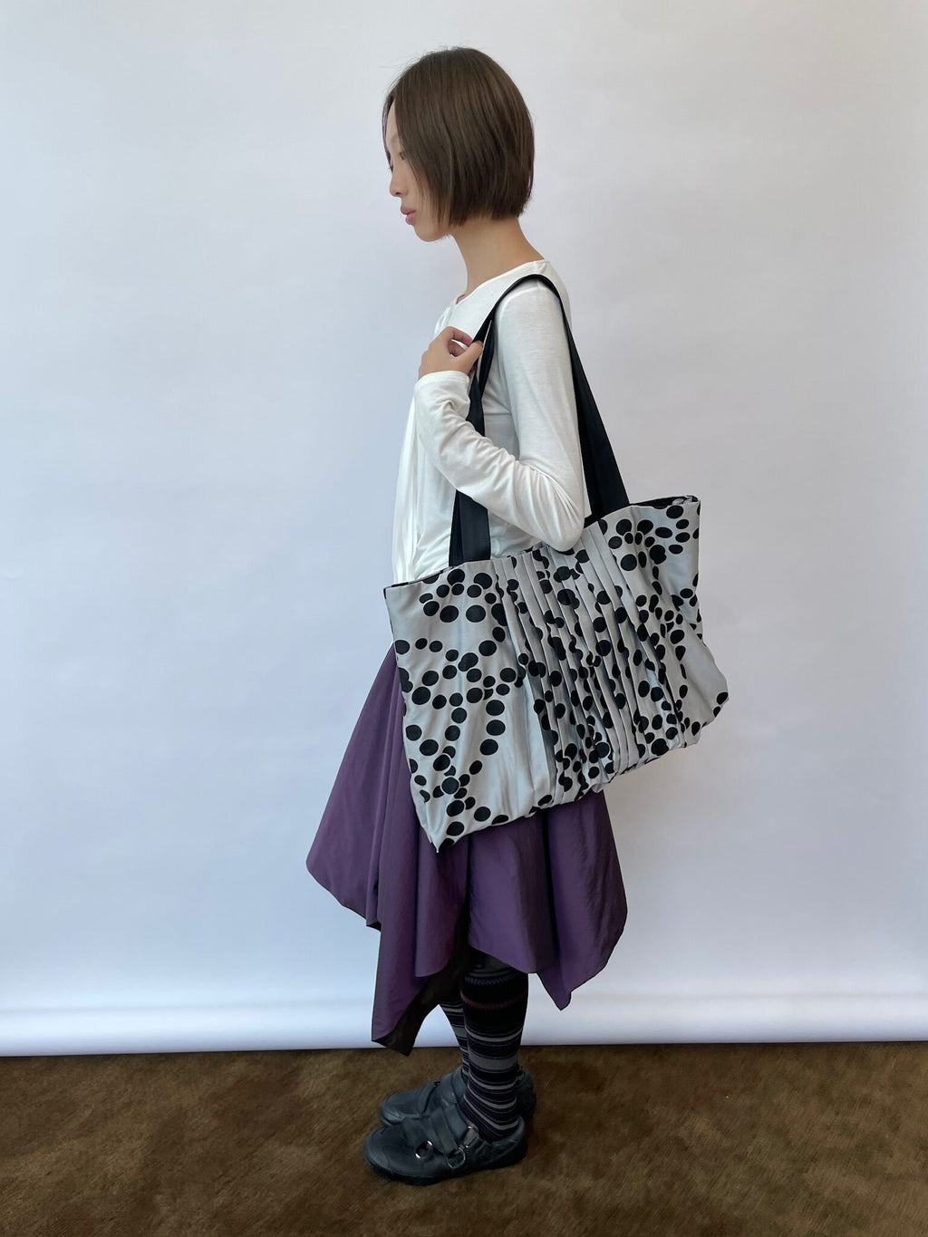 Pleated Dot Layer Tote Bag