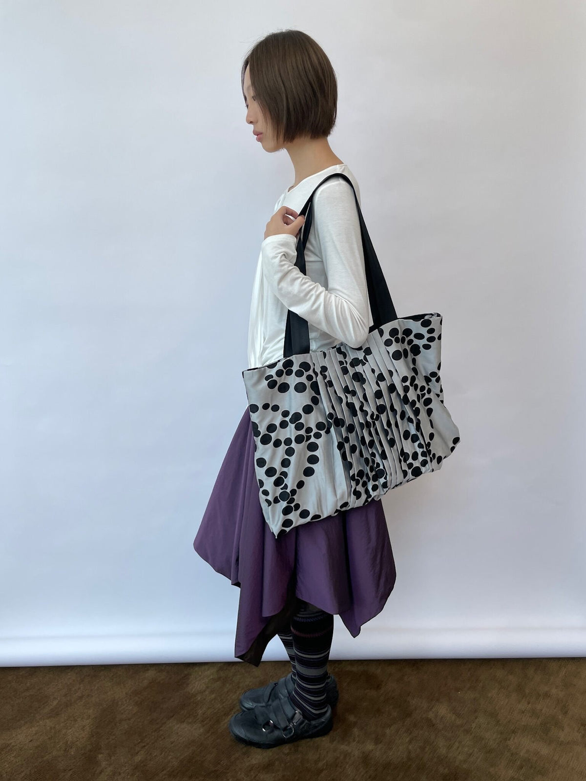 Pleated Dot Layer Tote Bag