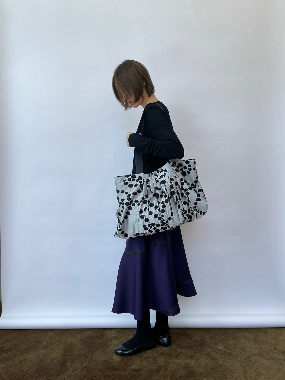 Pleated Dot Layer Tote Bag