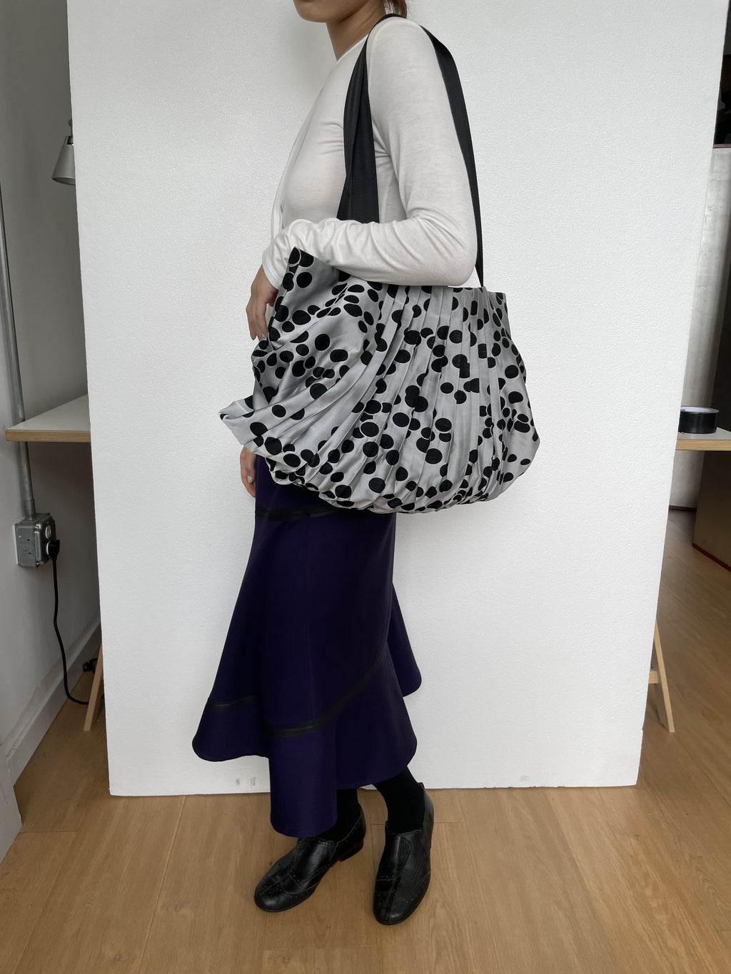 Pleated Dot Layer Tote Bag