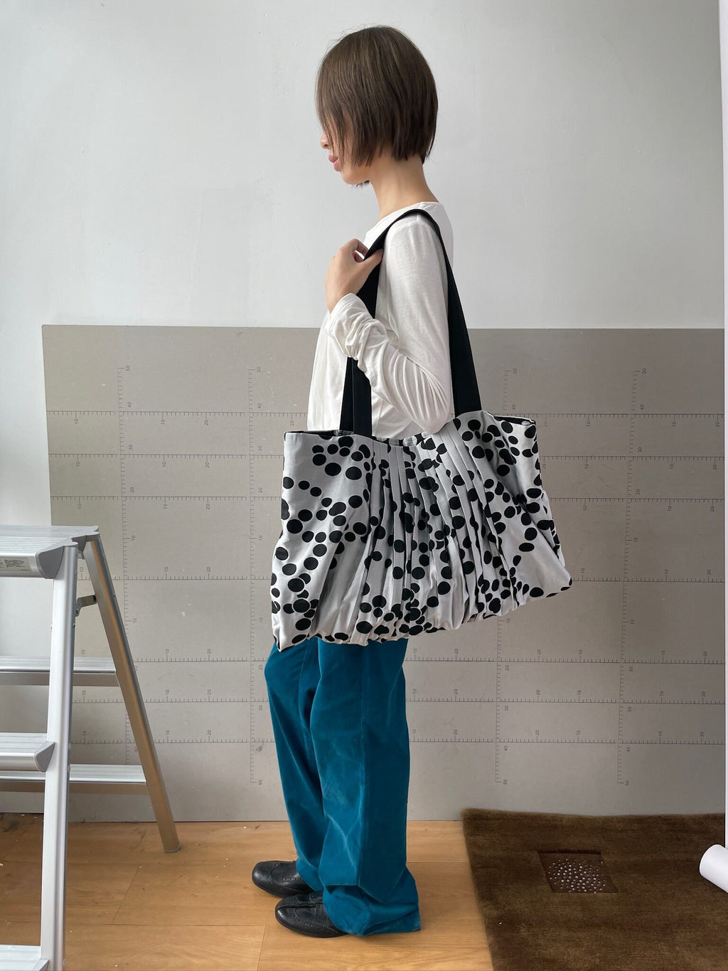 Pleated Dot Layer Tote Bag