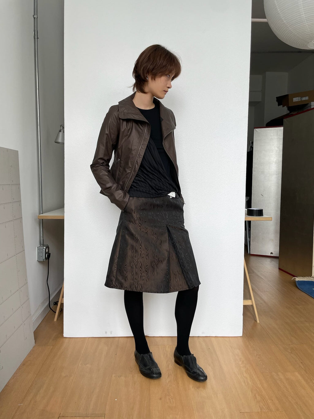 Woodgrain Slit Skirt
