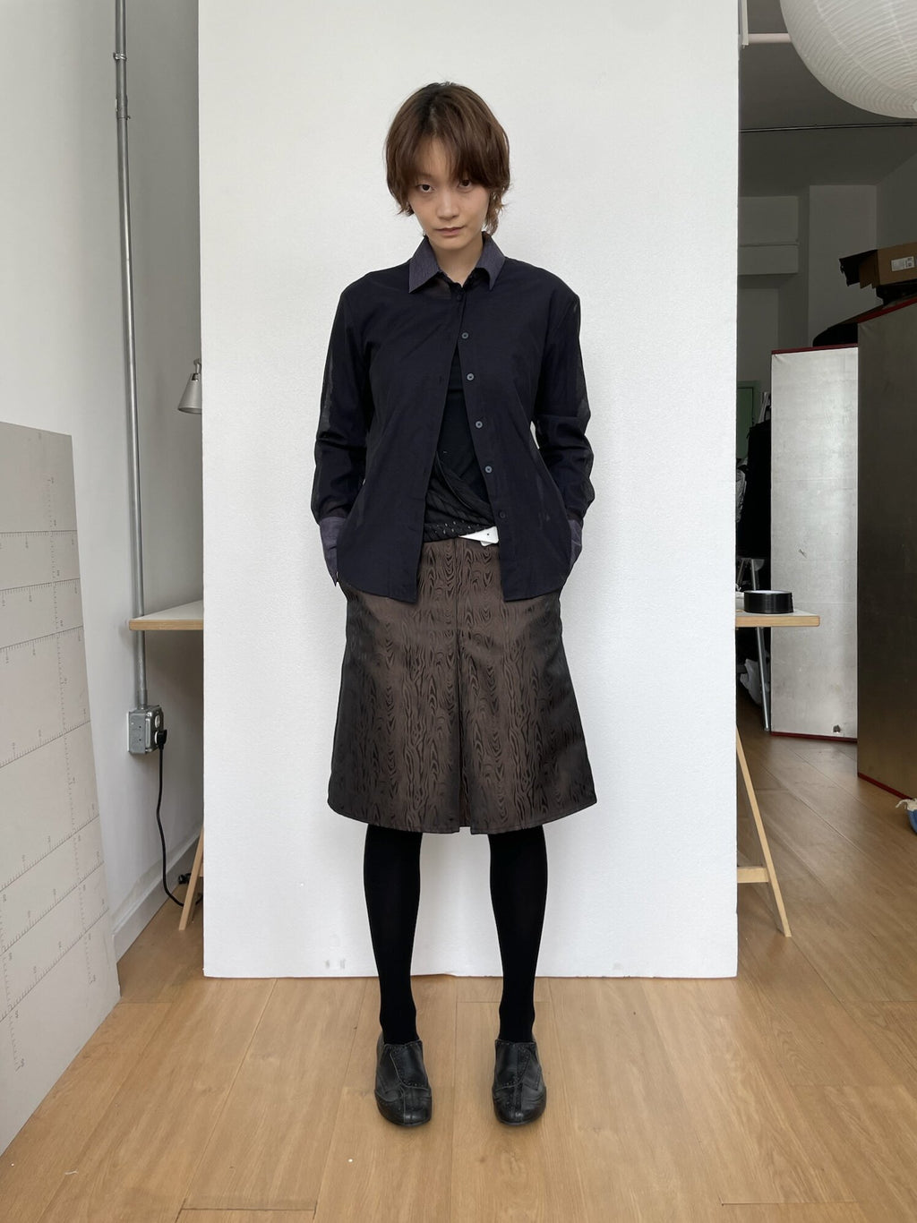 Woodgrain Slit Skirt