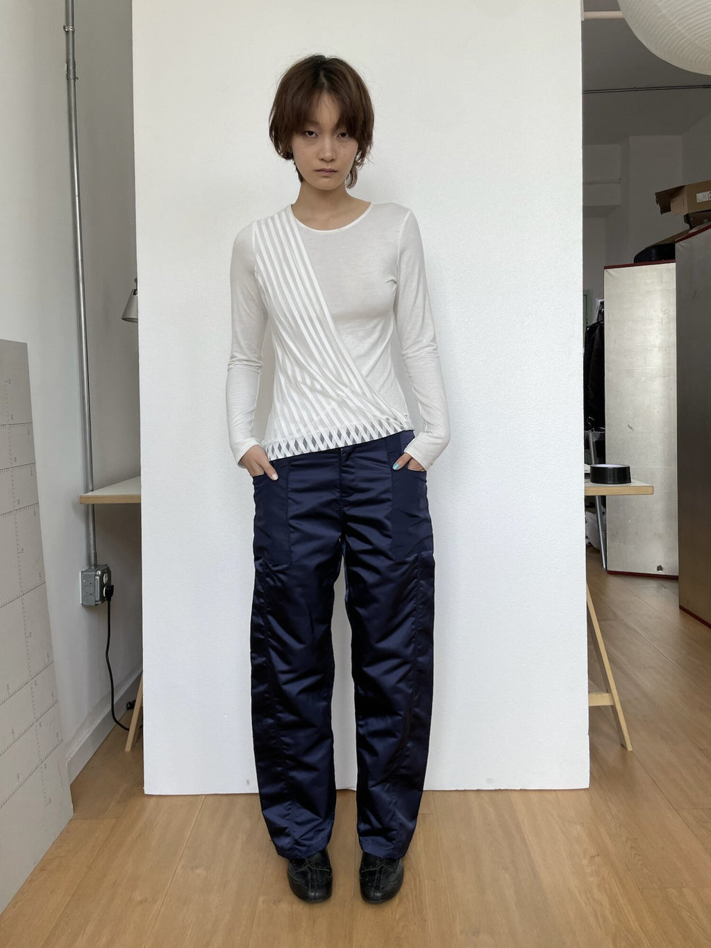 Twisted-Seam Nylon Pants
