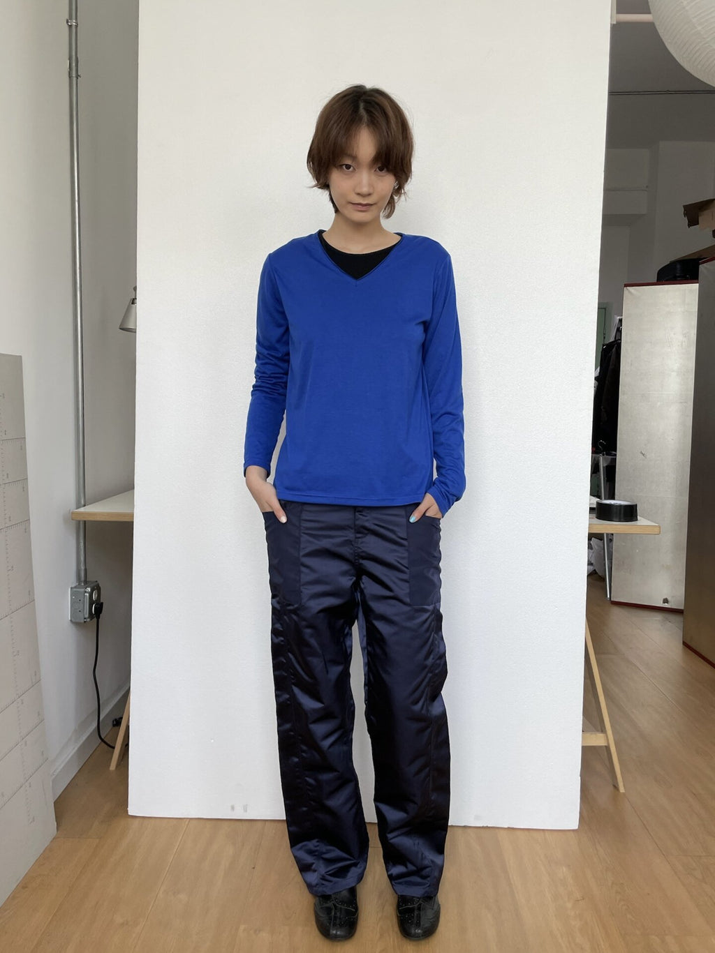 Twisted-Seam Nylon Pants
