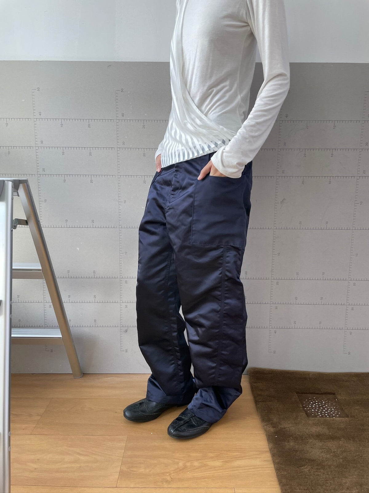 Twisted-Seam Nylon Pants