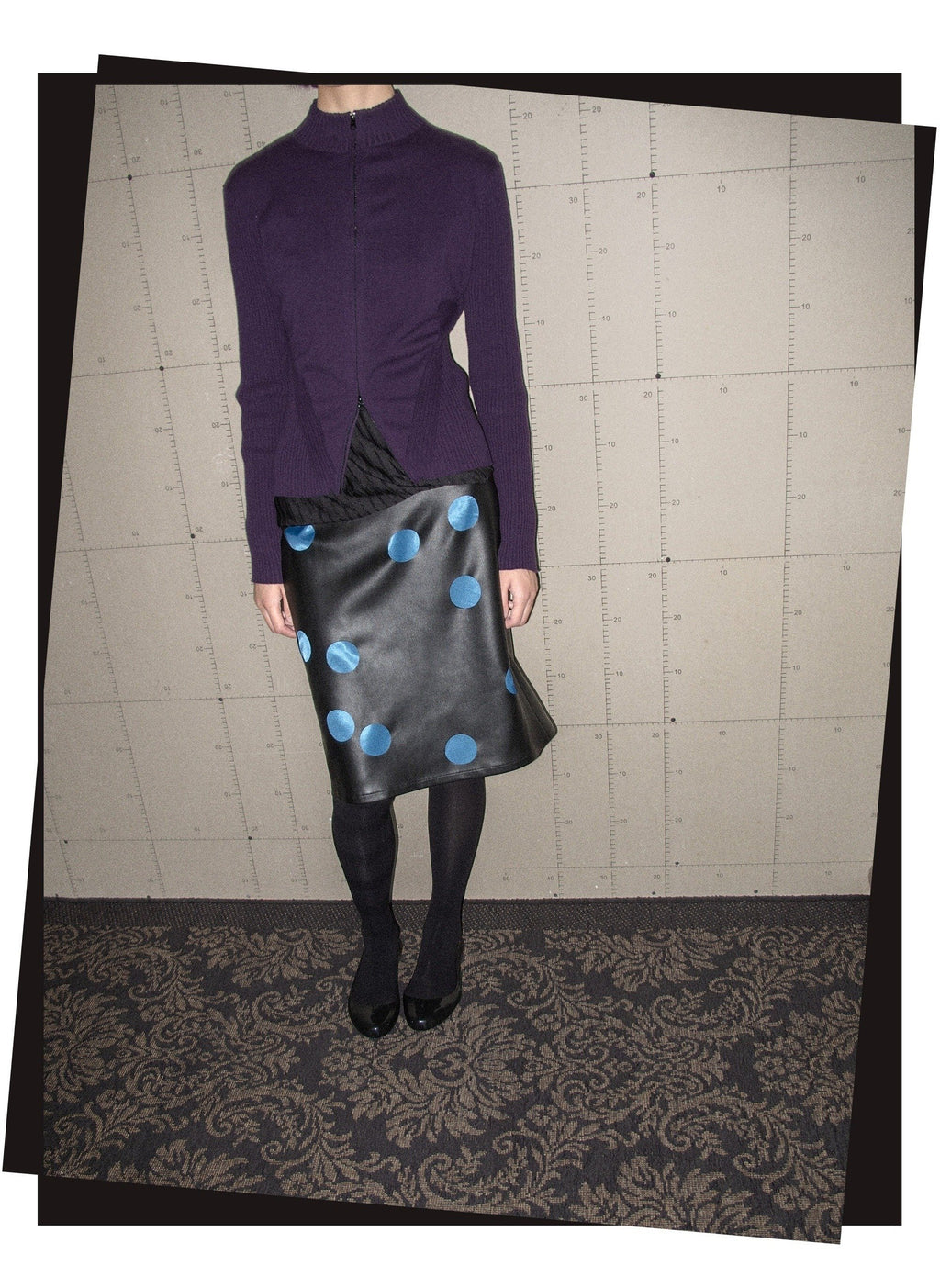 Polka Cutout Leather Skirt