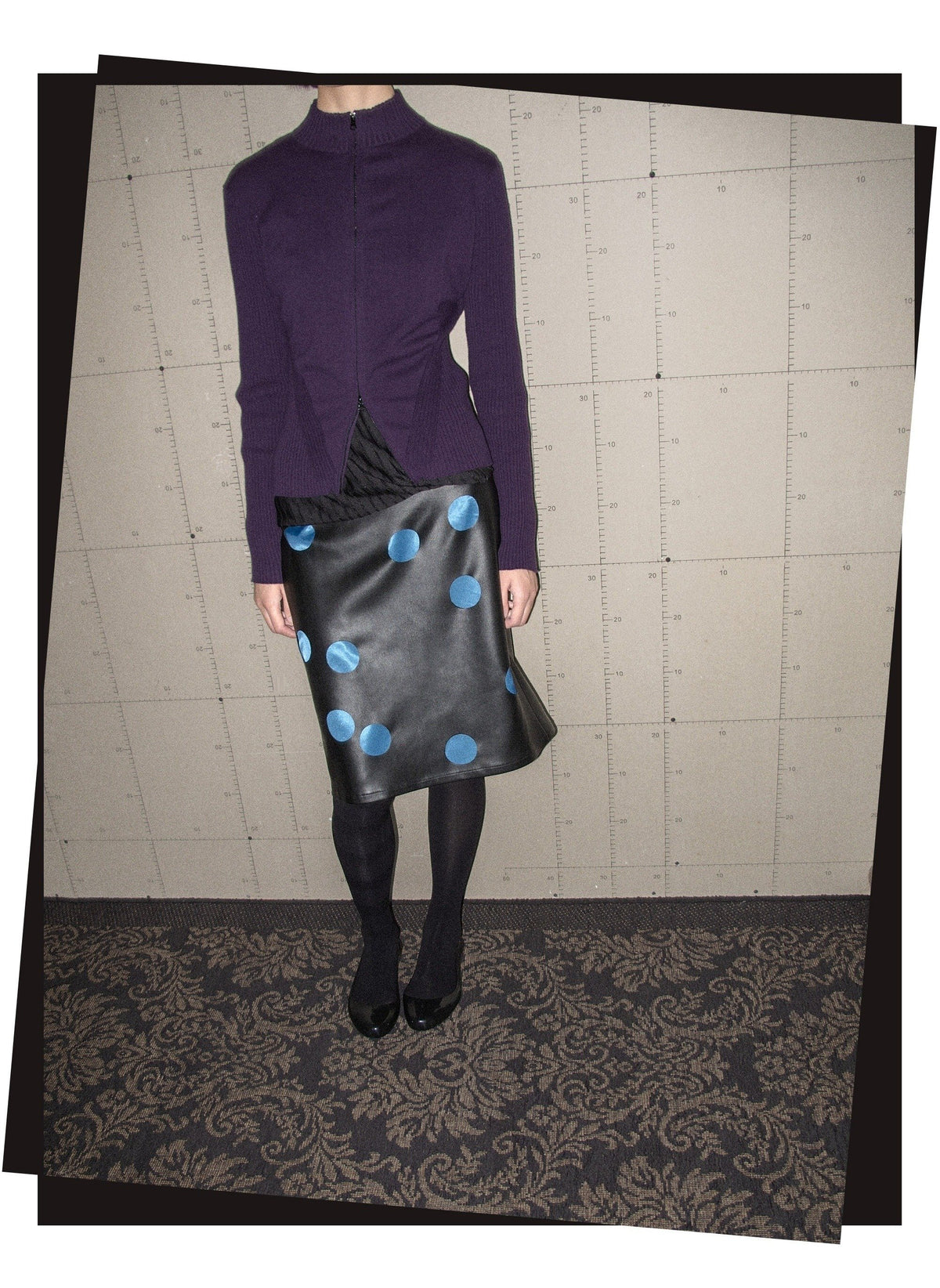 Polka Cutout Leather Skirt