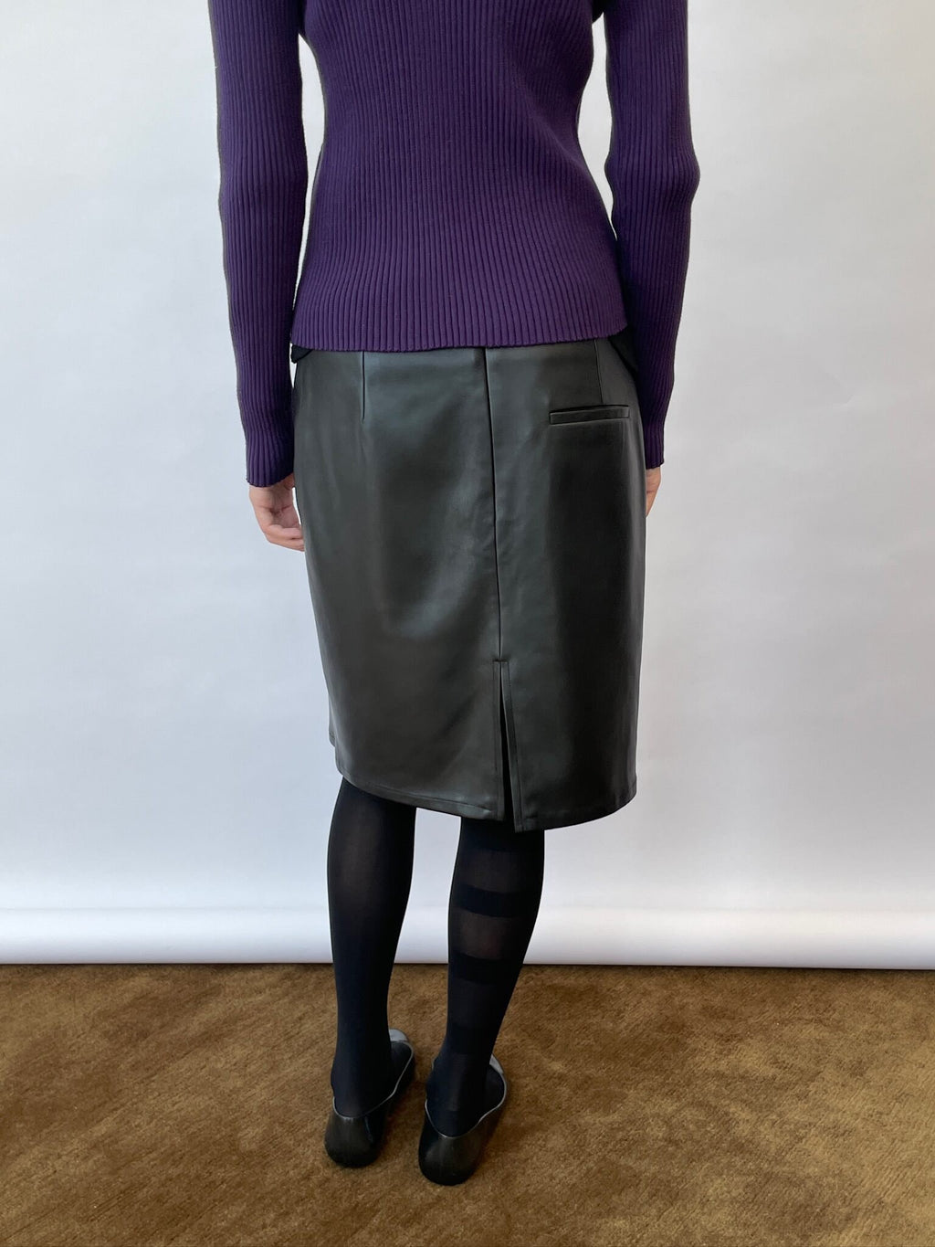 Polka Cutout Leather Skirt